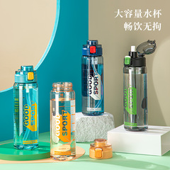 Portable Sealed Leak-Proof Plastic Cup, High-Endurance Graduated Cup, Large Capacity Outdoor Sports Water Cup, High-Temperature Straw Cup