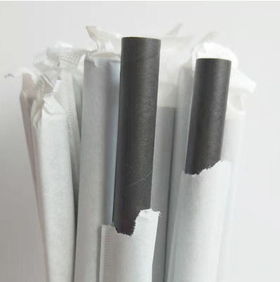 Desechables biodegradables bolsa de papel Kraft sola bolsa de papel de boca plana de paja de papel puntiagudo jugo de leche té bebida paja