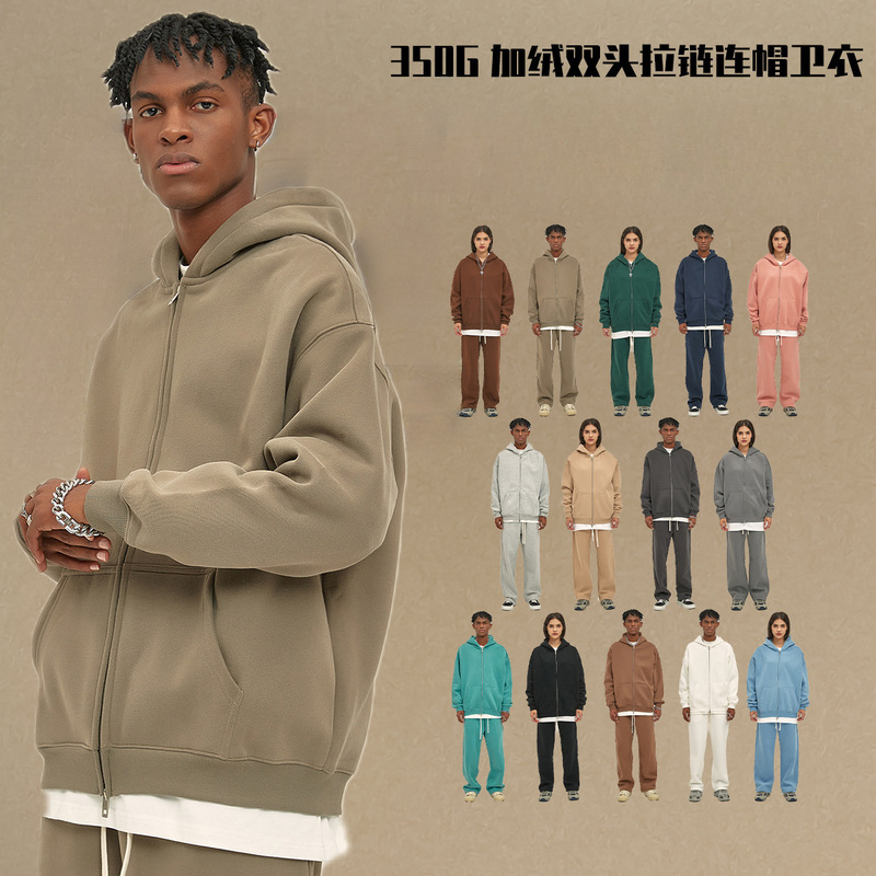 2026 Autumn and Winter New Loose Trendy Brand Hooded Men's Sweatshirt with Fleece Lining and Thickened 350g Double Zipper Cardigan Sweatshirt for Men 2026 Autumn and Winter New Loose Trendy Brand Hooded Men's Sweatshirt with Fleece Lining and Thickened 350g Double Zipper Cardigan Sweatshirt for Men