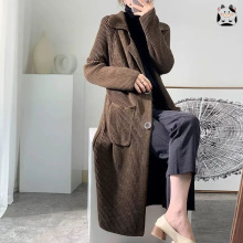 毛衣女秋冬韩版新款宽松过膝大衣超长款粗线针织开衫加厚外套大码