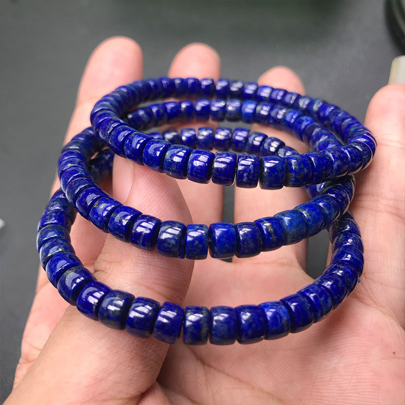 Natural Lapis Lazuli Tablet Straight-Cut Bracelet Spacer DIY Bracelet Spacer Bead Necklace Wenwan Buddha Bead Bracelet Accessories