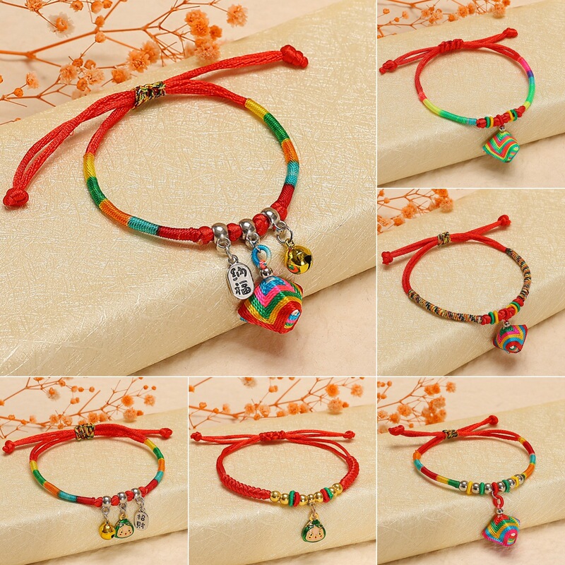 Dragon Boat Festival colorful rope bracelet hand-woven children's baby hand rope colorful line Tiger zongzi red rope
