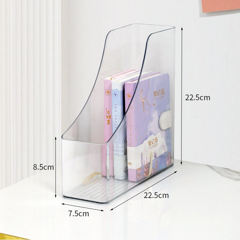 Acrylic Book Stand Organizer, Transparent Desktop Bookshelf, Trapezoid Bookend, Stackable