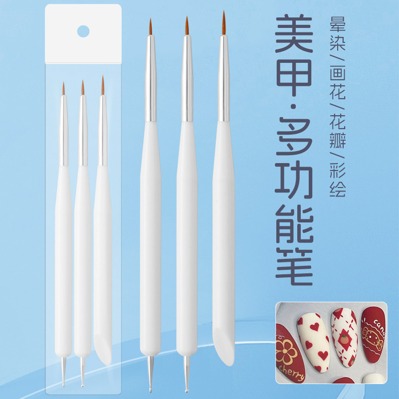 美甲双头彩绘点珠笔 点珠点钻笔斜面推美妆美甲专业工具眼线笔