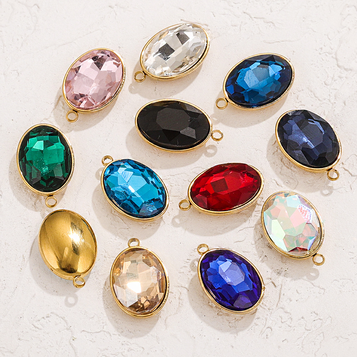 Joyas hechas a mano de bricolaje transfronterizas accesorios de acero inoxidable colgante collar de cristal ovalado pendiente colgante colgante