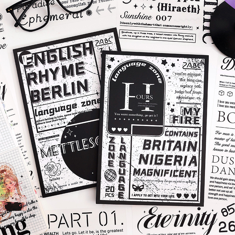 Yue Zhenyan is a whole cross-border English film cutting sticker with a hand account sticker. High color value pet sticker book