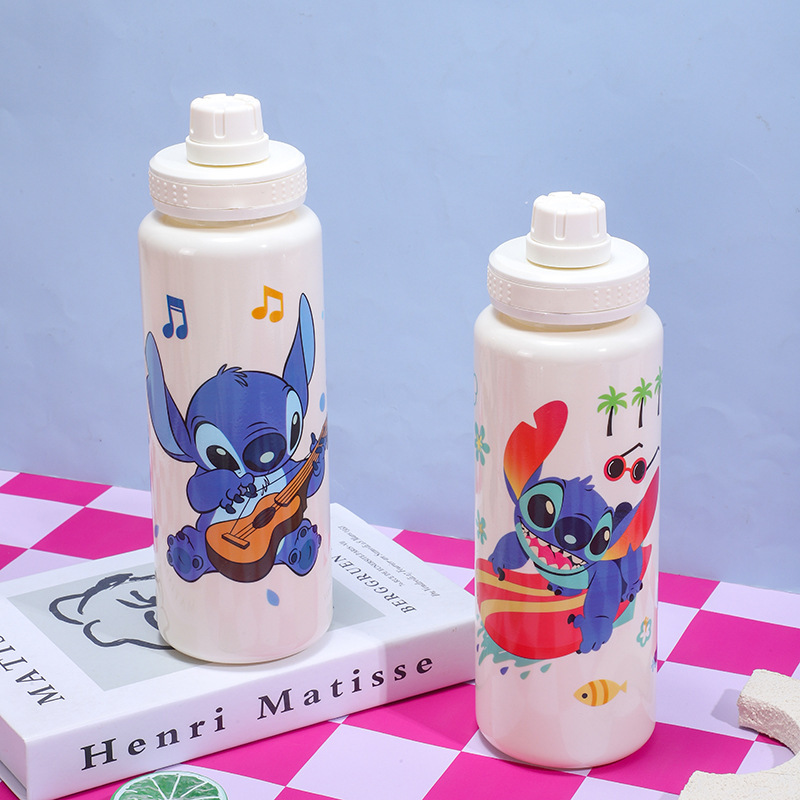 スターリー漫画プラスチックカップ、見栄えの良い、大容量、学生用ソリッドカラーの子供用ウォーターカップ、ハンドル付きポータブル大容量カップ|undefined