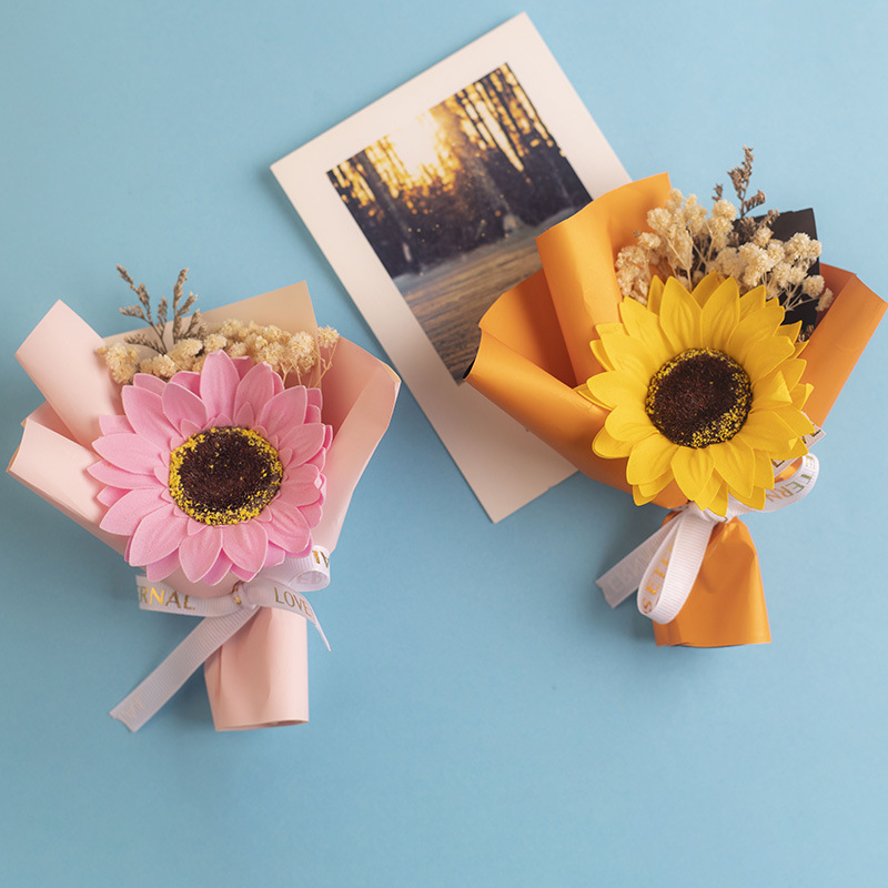 ins style three-dimensional simulation sunflower dried bouquet refrigerator stickers magnetic stickers wedding refrigerator decorative magnet stickers magnetic stickers