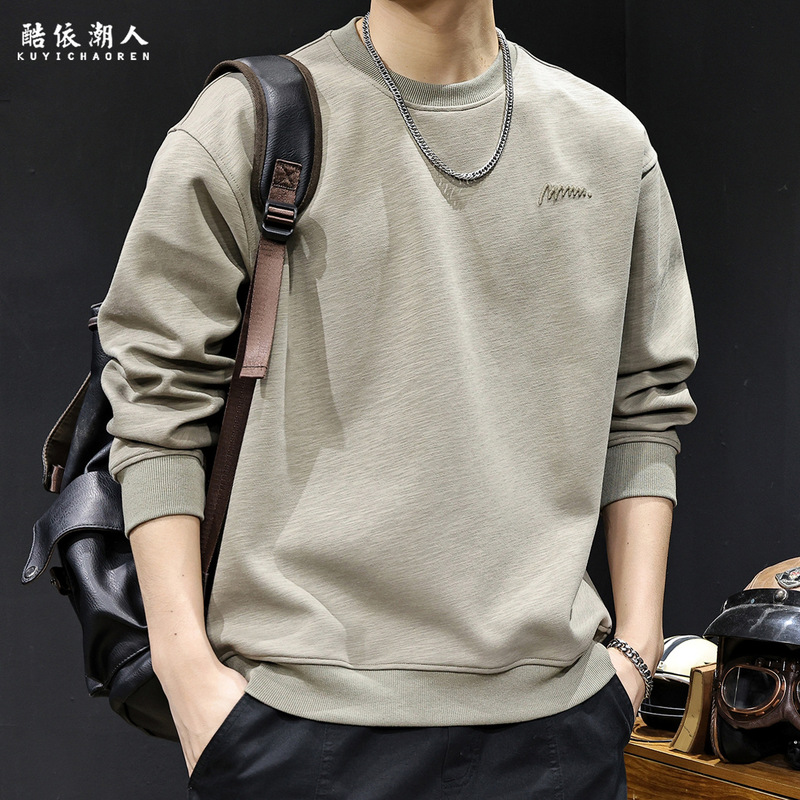 Bamboo Cotton Texture Embroidered Trendy Brand Sweatshirt for Men, Spring and Autumn Fleece Clothing, Spring 2026 New Model, Men's Long-Sleeve Plus Size Bamboo Cotton Texture Embroidered Trendy Brand Sweatshirt for Men, Spring and Autumn Fleece Clothing, Spring 2026 New Model, Men's Long-Sleeve Plus Size