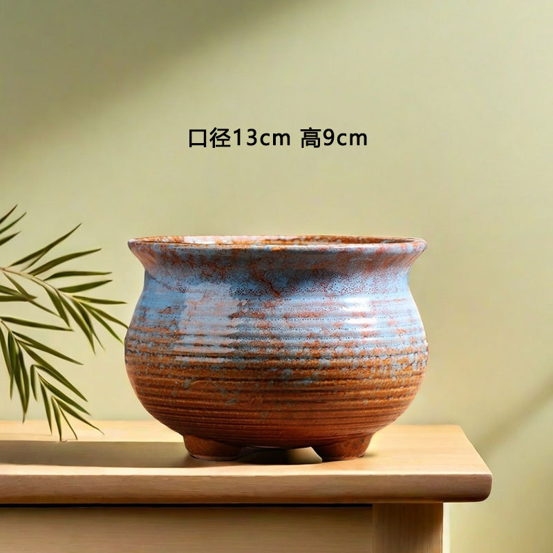 Qunseng maceta de flores de cerámica doméstica maceta de cerámica gruesa de gran calibre maceta de cerámica verde bandeja de flores al por mayor de precios especiales