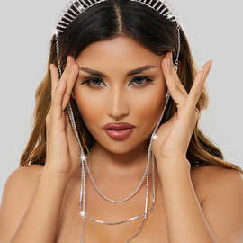 欧美时尚多层水钻项链一体发箍 跨境超个性聚会party发饰headband