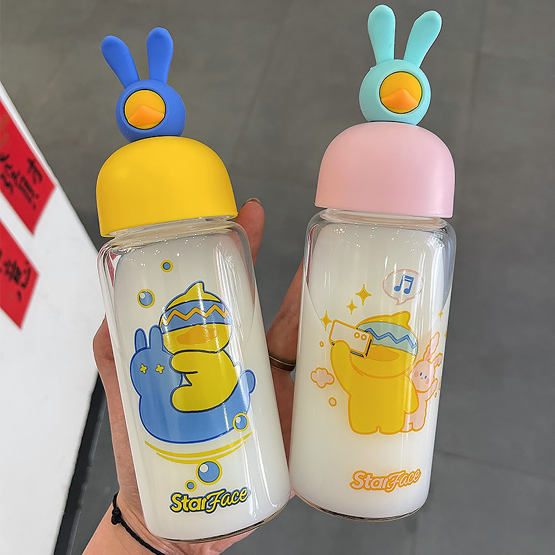 Fashion Rabbit Duck Cute Portable Glass Water Cup Wholesale display picture 12