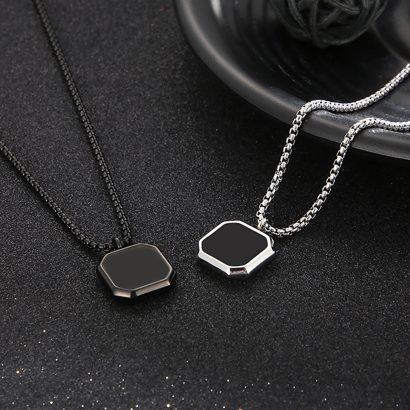 Stainless Steel Titanium Steel 18K Gold Plated Punk Epoxy Square Pendant Necklace Long Necklace display picture 1