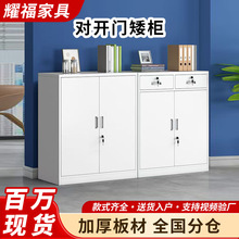 防锈铁皮办公资料文件柜带锁落地钢制储物柜对开门抽屉式收纳矮柜