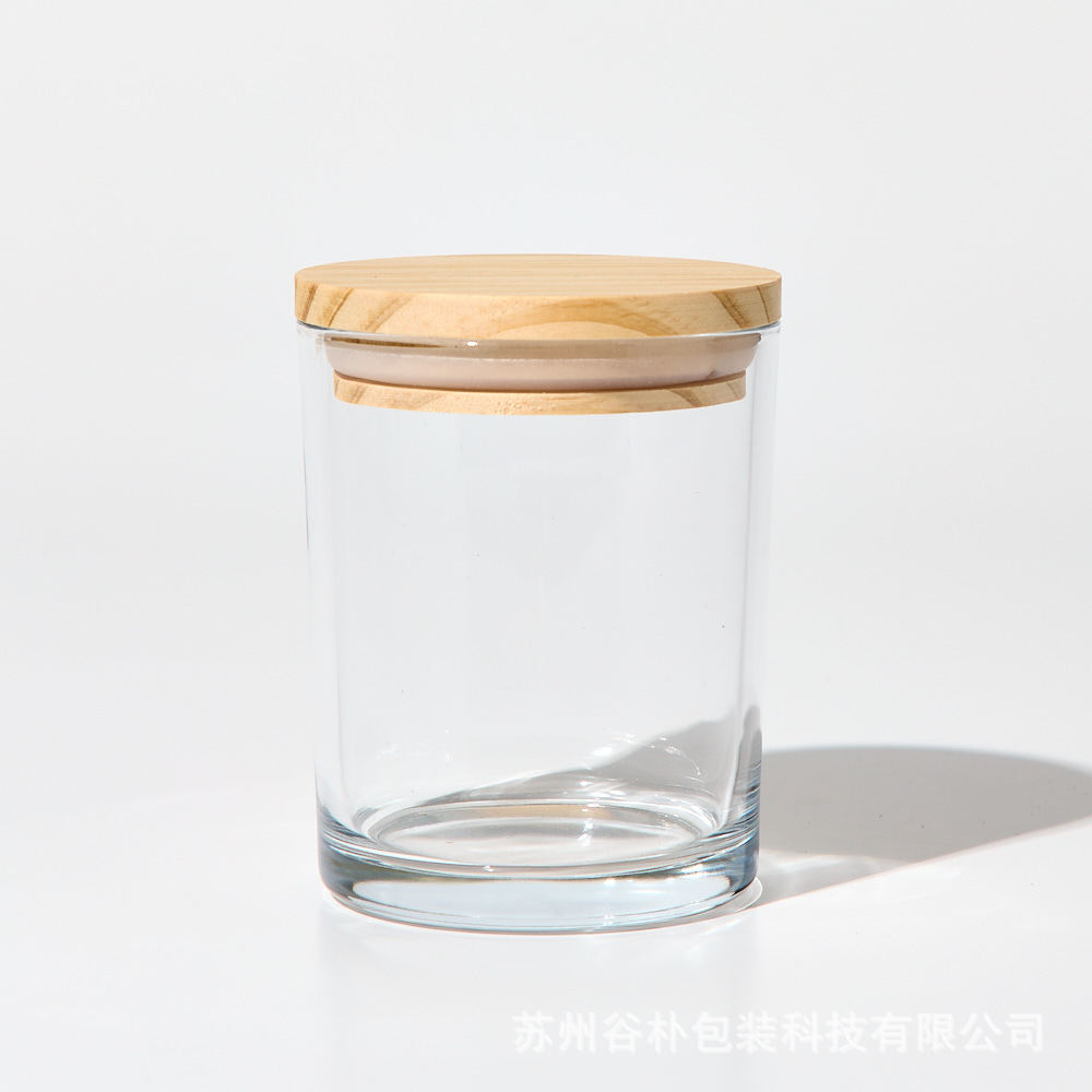 Amazon Hot Sale Spot 200ml taza de vela transparente con tapa de madera para la fabricación de velas exclusivas transfronterizas