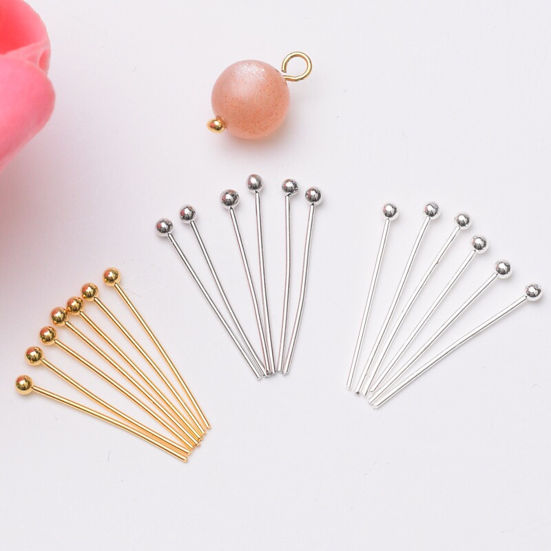 14K Gold-Plated Round Ball Pins, Nine-Shaped Pins, Earring Materials, DIY Handmade Beaded Jewelry, Earring Accessories, Ball Pins Wholesale