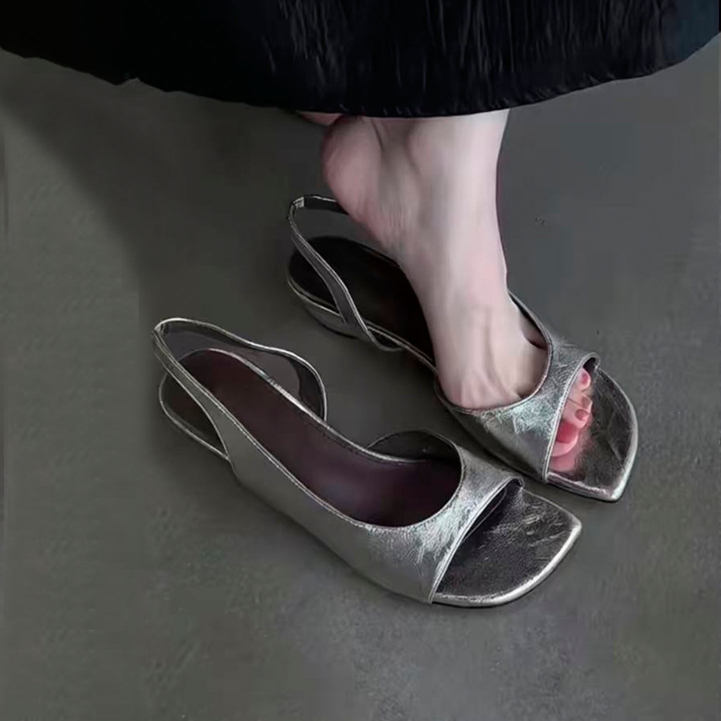 Elegant fashionable summer sandals square toe for work and office…