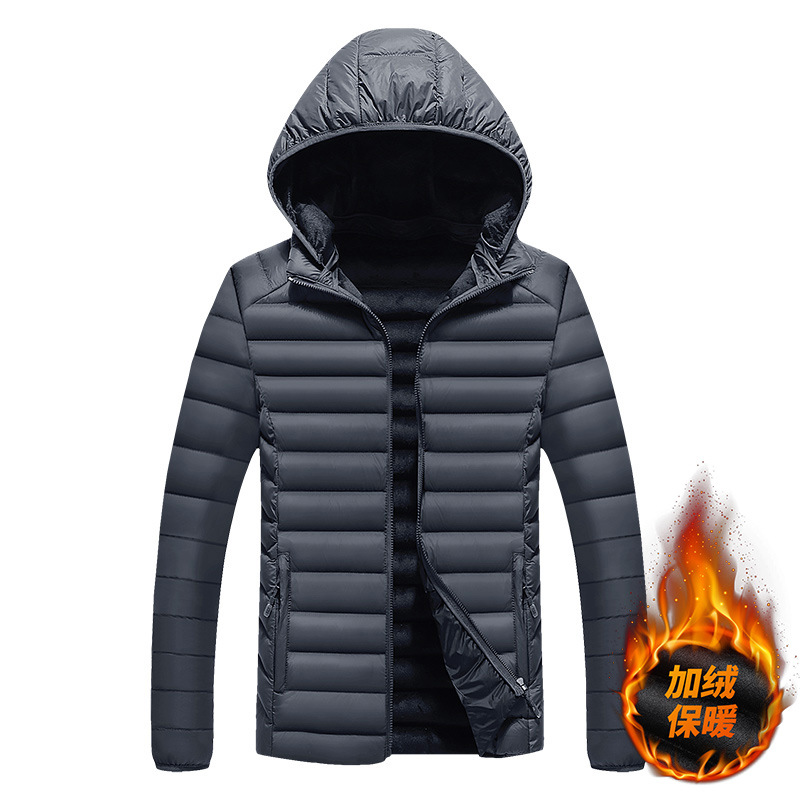 Otoño e invierno nuevo forro polar engrosado abajo abrigo de algodón acolchado chaqueta de los hombres cálido abrigo de algodón acolchado papá invierno casual Chaqueta de algodón acolchado de los hombres con capucha