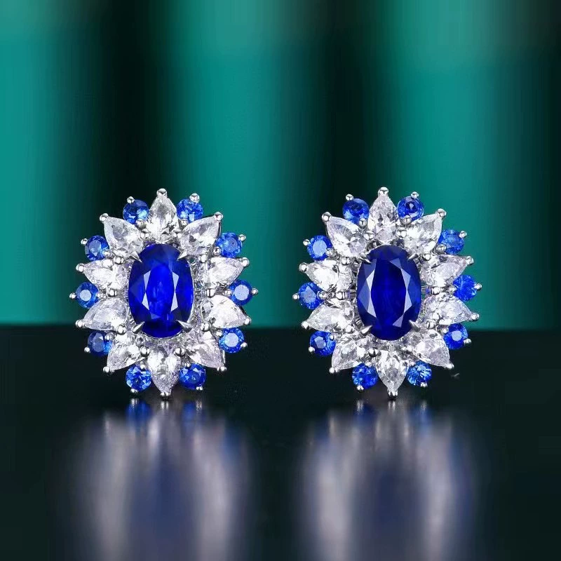 Ежедневная изысканная цена 1.35ct18K золото Шри-Ланка натуральные сапфировые серьги серьги с бриллиантами Серьги