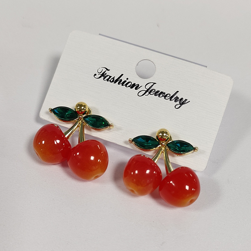 Aretes de cereza roja para mujer – colgante exquisito, fruta de imitación versátil, nuevo estilo