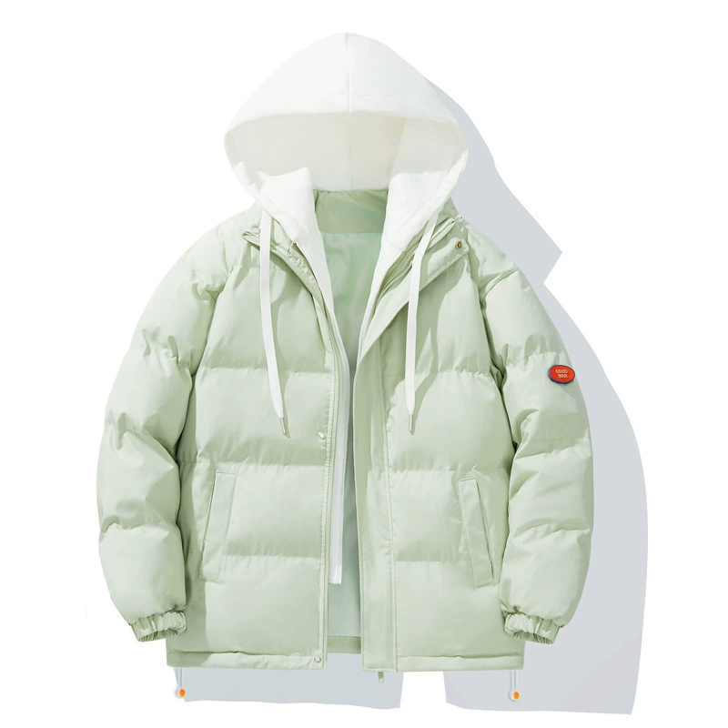 Зимняя хлопчатобумажная куртка мужские поддельные две части с капюшоном