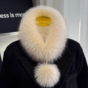 Korean version of fox fur scarf winter all-match warm big fur ball magnetic buckle fur scarf temperament fur collar fur