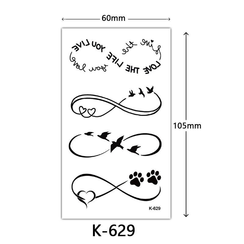 Pequeñas pegatinas de tatuaje frescas letras inglesas flores mariposas líneas de boceto pegatinas de tatuaje impermeables tatuaje