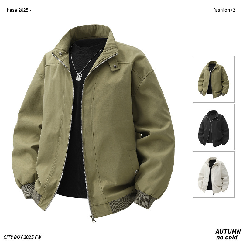Spring and Autumn New Style Jacket Men's Top Loose Vertical Collar Fashionable Windbreaker Men's Casual Men's Jacket Motorcycle Work Jacket Spring and Autumn New Style Jacket Men's Top Loose Vertical Collar Fashionable Windbreaker Men's Casual Men's Jacket Motorcycle Work Jacket