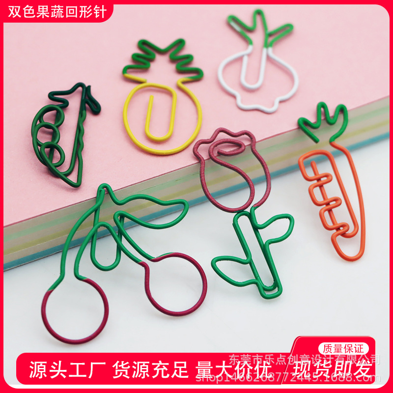 FUENTE Fábrica en stock clasificación de plástico al por mayor Clip de papel de cereza de plástico de dos colores Clip de papel de modelado de almacenamiento de Bill