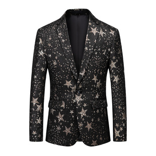 Foreign trade popular new men's suit slim-fit printed dress business casual single-breasted suit single-Western top