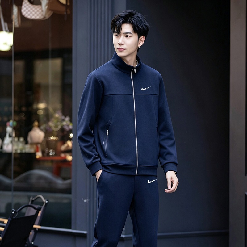 Cross-border 2026 men's new spring and autumn sweatshirt and pants casual sportswear two-piece set, plus-size loose-fit jacket Cross-border 2026 men's new spring and autumn sweatshirt and pants casual sportswear two-piece set, plus-size loose-fit jacket
