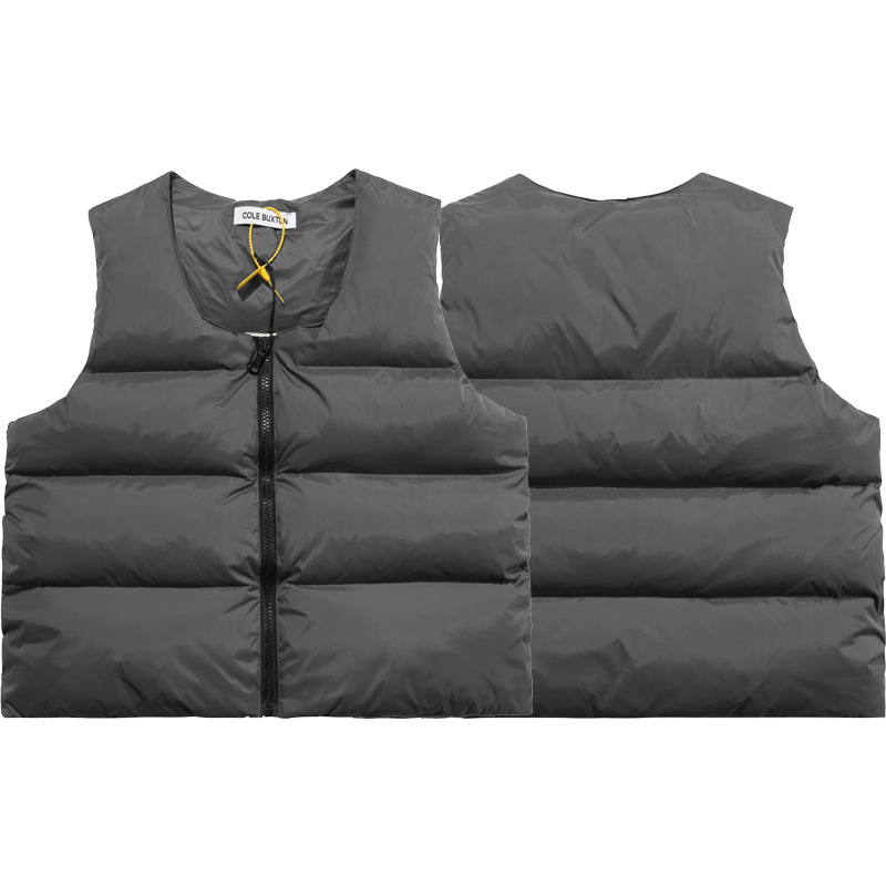 Alta versión Cole Buxton Otoño e Invierno color sólido todo fósforo abajo algodón High Street cremallera cardigan chaleco casual abrigo