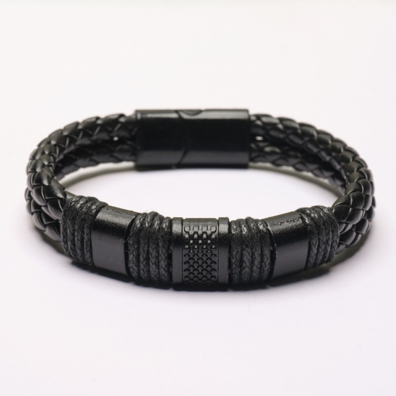 Cross-Border Popular European and American Men's Magnet Buckle Bracelet Pu Alloy Braided Leather Bracelet Cross-Border Popular European and American Men's Magnet Buckle Bracelet Pu Alloy Braided Leather Bracelet