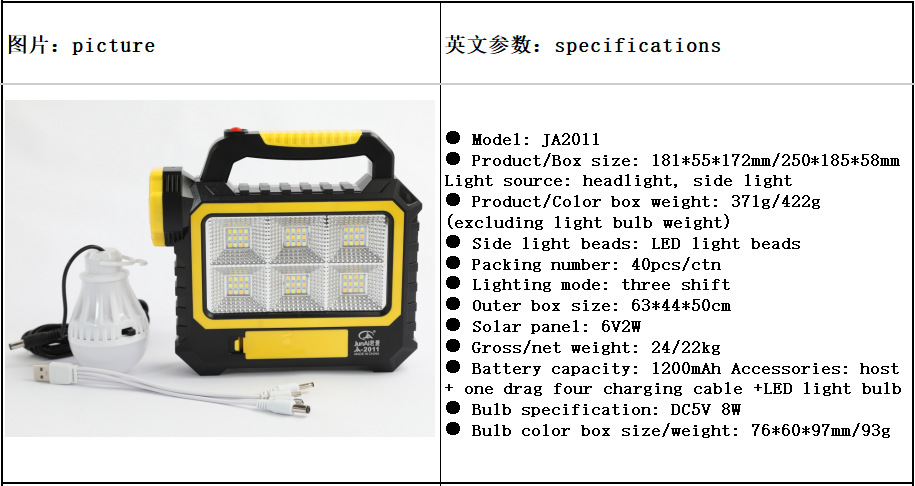 lámpara solar portátil integral lámpara solar portátil camping carpa de luz de emergencia de apagón image 7