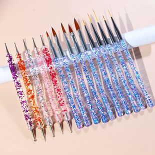 15-Piece Nail Art Brush Set with Dual-Ended Phototherapy Pens, Liner Pens, Floral Silicone Pens, Dotting Pens, Crystal Pens, and Liner Tools