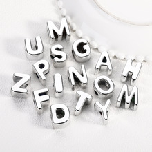 电镀银色亚克力大孔字母珠 diy饰品配件包挂手机链串珠散珠直孔珠