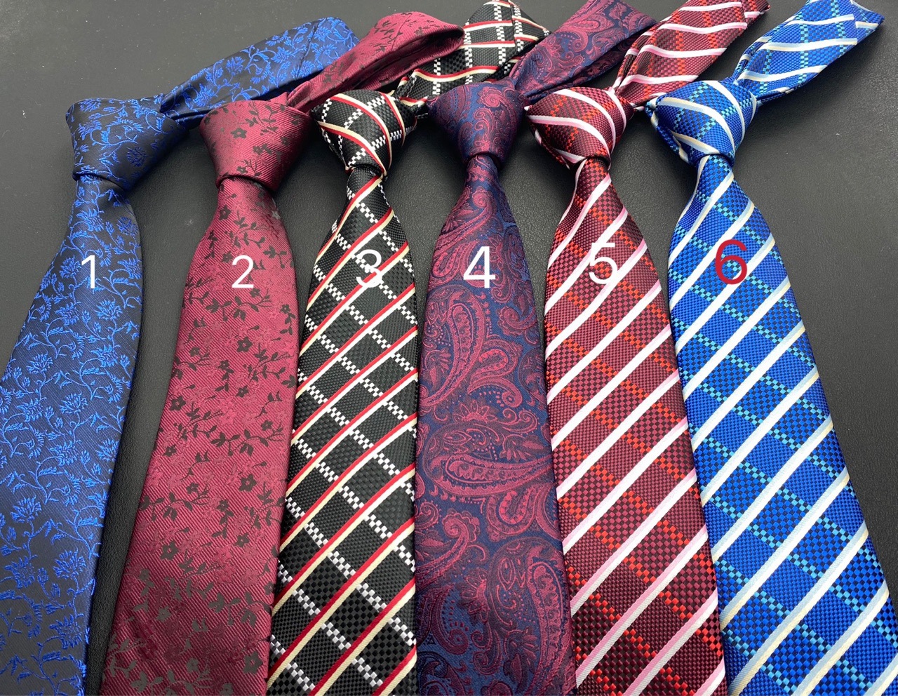 易拉得条纹通用韩版几何型普通红色商务花边短领带|ms