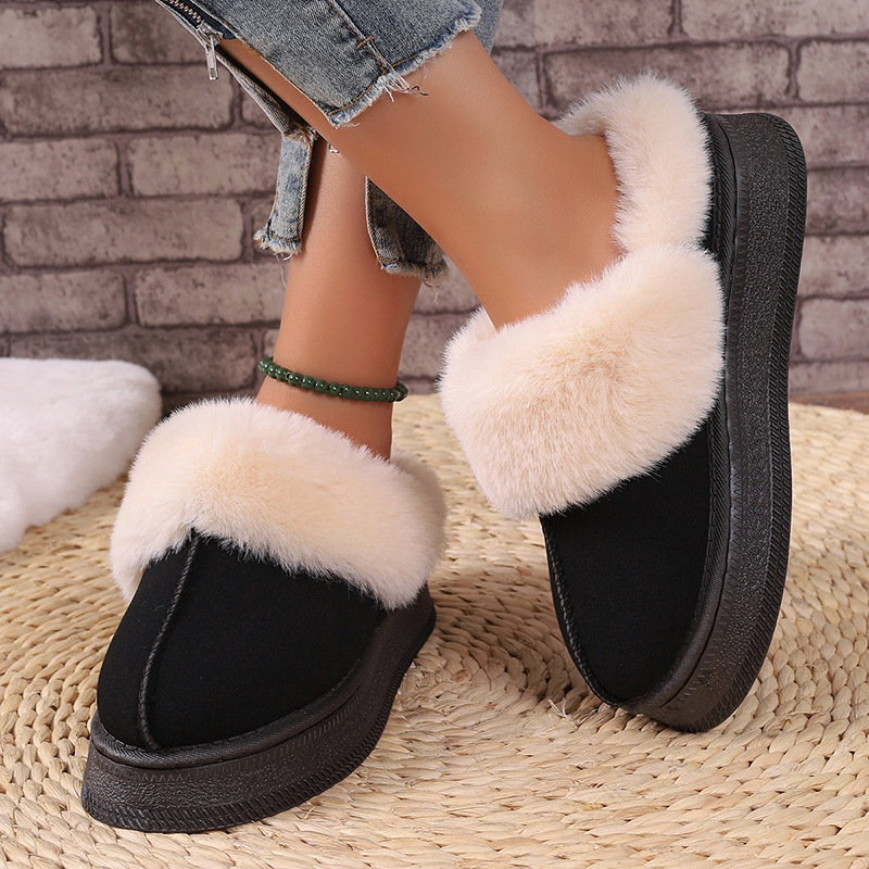Thick-soled and fleece-thickened indoor cotton shoes woolen shoes_voghion.com