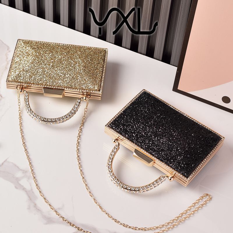 Nueva bolsa de cena de sequillas de oro de alto nivel Europa y América de moda transfronteriza con diamantes de mano bolsa de vestido de fiesta fábrica directa