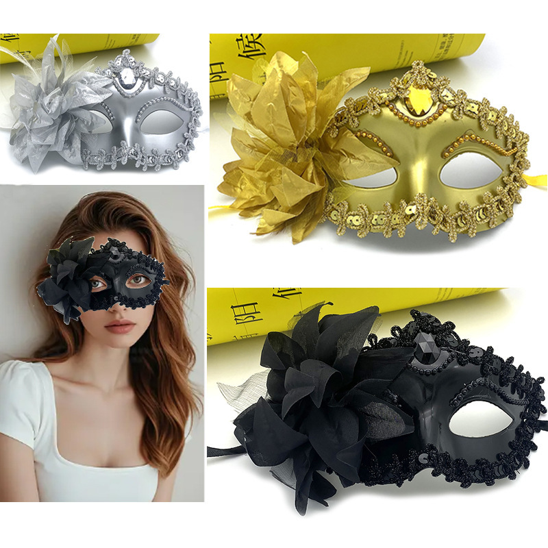 Halloween Props Carnival Side Flower Masquerade Mask Half Face Italian Catwalk Kidsren Adult Eye Mask Princess Halloween Props Carnival Side Flower Masquerade Mask Half Face Italian Catwalk Kidsren Adult Eye Mask Princess