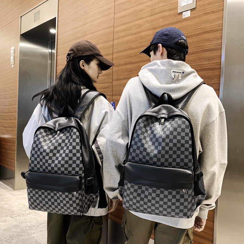 Factory Wholesale Korean Style Pu Men's and Women's Same Style Backpack Backpack Travel Bag Student School Bag Computer Men's Bag Trendy Bag