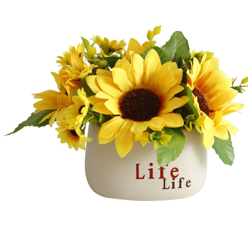 Sonnenblumenstrauß Blume Kunstblume Deko Wohnzimmer Esstisch Blumendeko Grünpflanze Deko Wohnaccessoires_voghion.com