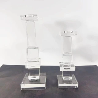 现代简约欧式几何层叠水晶玻璃烛台摆件样板房售楼处软装饰品摆设
