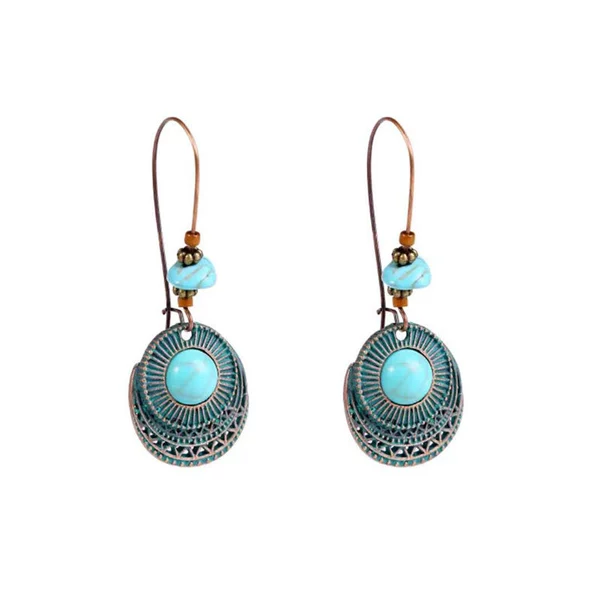 S3575 Round Pine Stone earrings