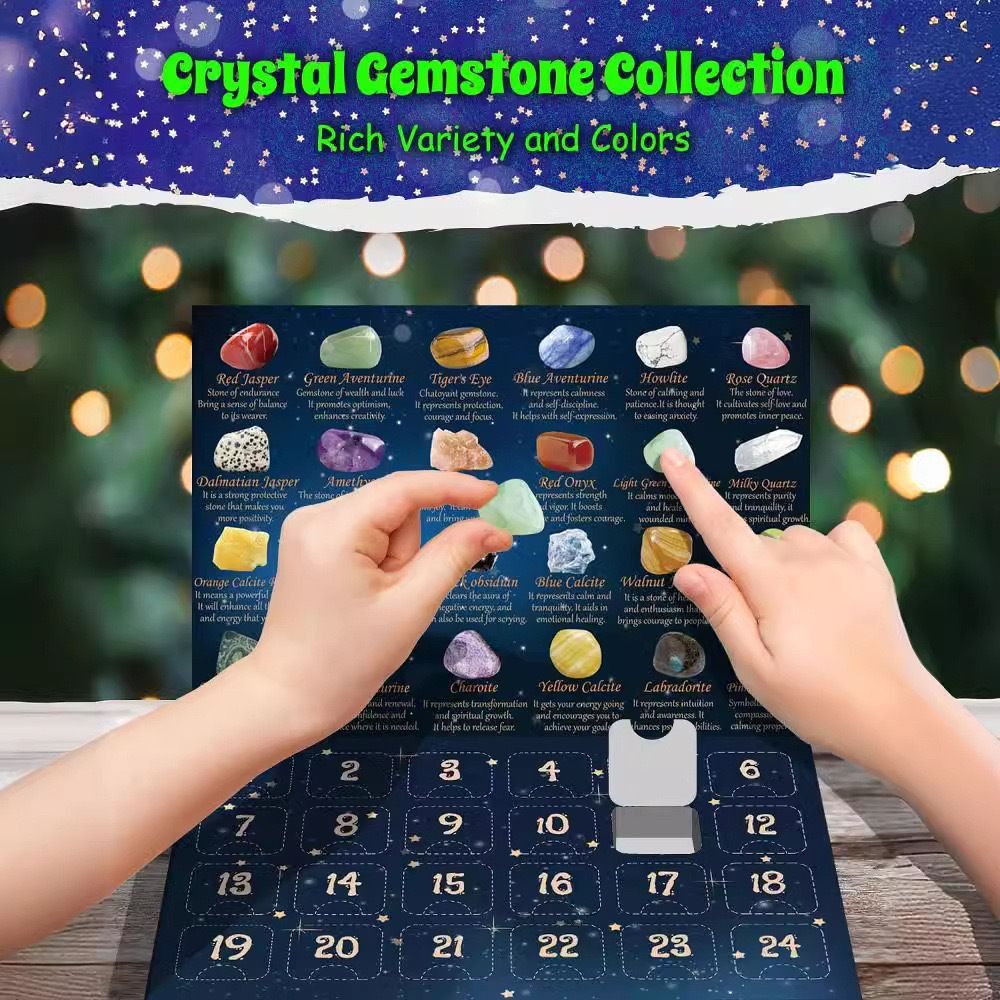 Caja Ciega de Calendario de Adviento de Piedras de 24 Casillas para Navidad
