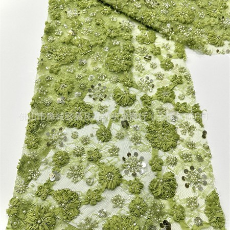 Moda Gao Ding pequeña fresca ins viento flor disco tela de vestido de diseño nicho tela de encaje de perlas image 1