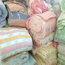 纯棉六层提花纱布布头6层刀口布宝宝衣服口水巾幼儿双层尿布布料
