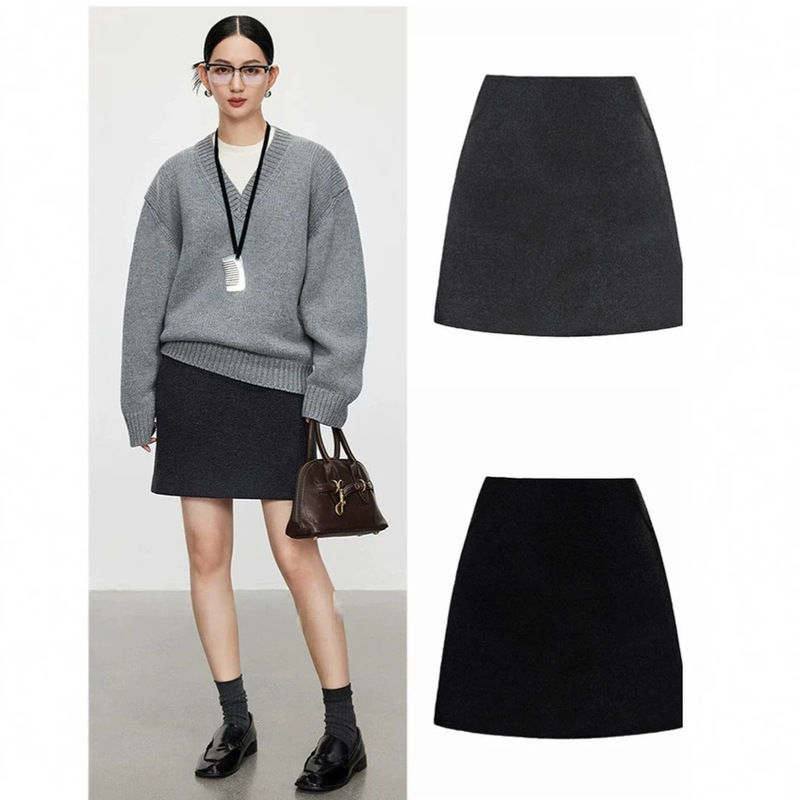 100% short plush wool A-line skirt, slim fit, flattering for women, 2026 autumn/winter new collection, minimalist half skirt, 9442, Siyuan 100% short plush wool A-line skirt, slim fit, flattering for women, 2026 autumn/winter new collection, minimalist half skirt, 9442, Siyuan