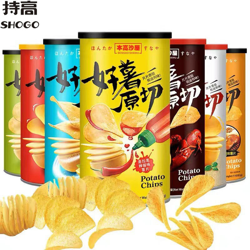 Bengao sand House original cut potato chips 110g cucumber salad barbecue flavor casual puffed casual snacks large barrel