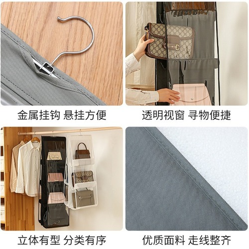 Bag organizer for bedroom wardrobe: layered storage, dust-proof hanging bag rack, and compact shelving for dormitory doorways